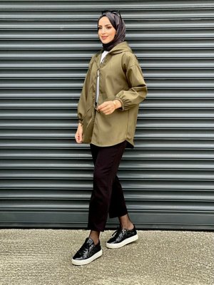 Kapşonlu Önü Baglamalı Kimono