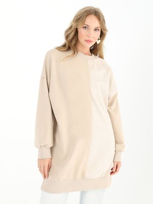 Gri İki İplik Kumaş Çizgili Garnili Sweatshirt Gri İki İplik Kumaş Çizgili Garnili Sweatshirt