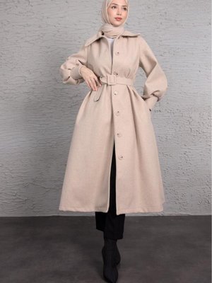 Balon Kol Ceket Yaka Kaşe Kaban Vizon