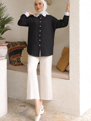 Siyah Çizgili Lilyum Gömlek Siyah Çizgili Lilyum Gömlek