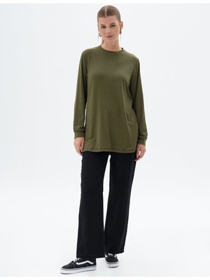 Çizgili Örme Sweatshirt Lacivert Yeşil