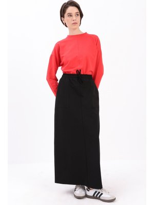 Siyah İki Cepli Etek