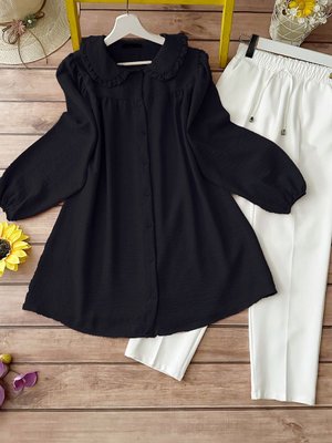 Kombin Bebe Yaka Tunik Ve Pantolon Siyah