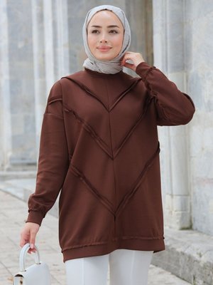 Önü V Detaylı Tunik Kahverengi Önü V Detaylı Tunik Kahverengi