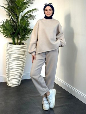 Emely Şardonlu Sweat Takım Krem