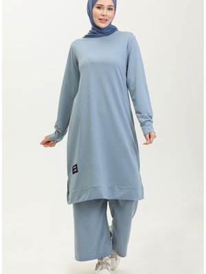 İki İp Tunik Pantolon İkili Takım Mavi İki İp Tunik Pantolon İkili Takım Mavi