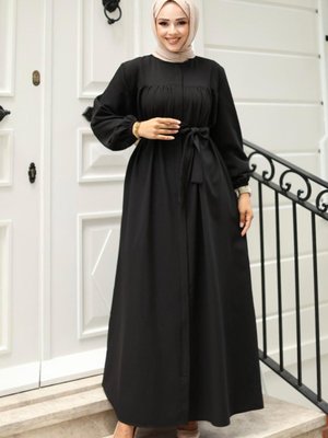 Siyah Büzgü Detaylı Ferace Siyah Büzgü Detaylı Ferace