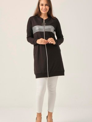 Siyah Fermuarlı Sweatshirt Siyah Fermuarlı Sweatshirt