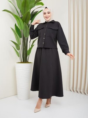 Double Krep Siyah Renk Etekli Takım Double Krep Siyah Renk Etekli Takım