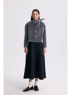 Gri Gold Düğme Goldfox Kaban