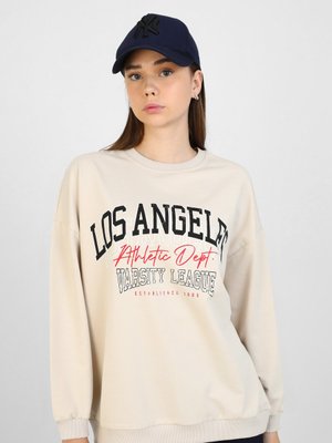 Taş Rengi Baskı Detaylı Sweatshirt Taş Rengi Baskı Detaylı Sweatshirt