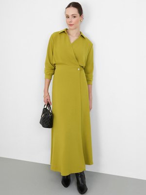 Yağ Yeşili Aerobin Yandan Düğmeli Elbise
