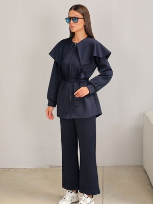 Lacivert Yaka Detaylı Scuba Takım Lacivert Yaka Detaylı Scuba Takım