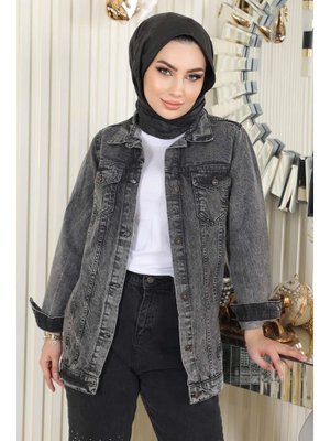 Füme Düğmeli Kot Ceket