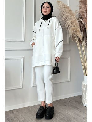 Çoban Dikişli Beyaz Scuba Takım