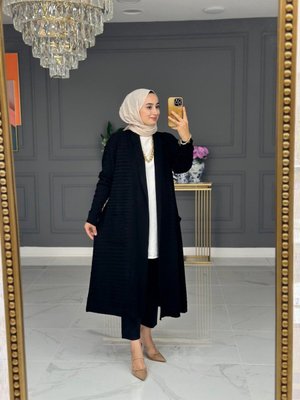 Tesettür Uzun Triko Hırka