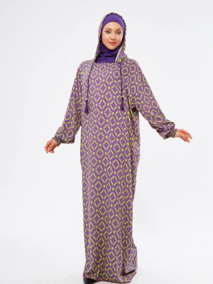 Mercan Kare Desenli Namaz Elbisesi