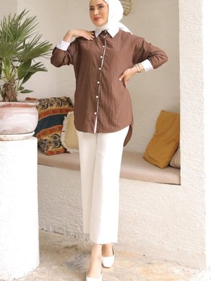 Kahverengi Çizgili Lilyum Gömlek