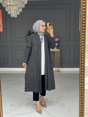 Tesettür Uzun Triko Hırka