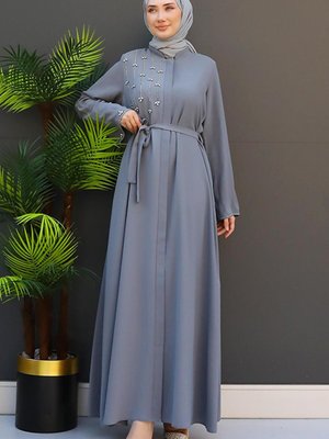 Etamin Taşlı Ferace Gri Etamin Taşlı Ferace Gri