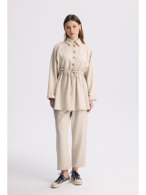 Taş Mary Bel Büzgü Detay Scuba Takım