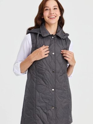 Gri Kapüşonlu Kapitone Yelek Gri Kapüşonlu Kapitone Yelek