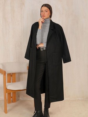 Siyah Kuşaklı Kaşe Kaban