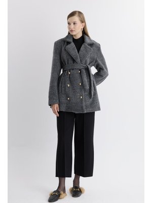 Siyah Blazer Düğmeli Kaşe Ceket