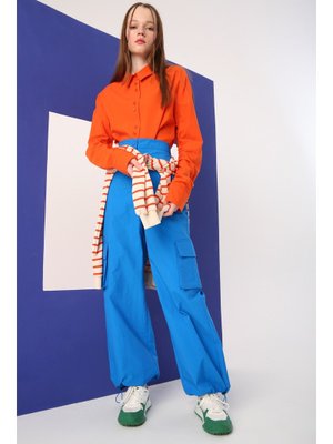 Saks Kargo Cepli Paçası Büzgülü Paraşüt Pantolon