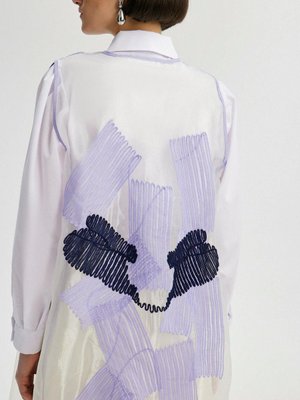 Nakış Detaylı Uzun Organze Yelek