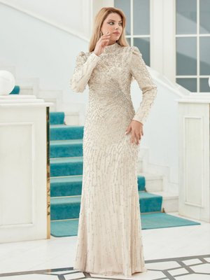 Ekru Nergiz Abiye Elbise Ekru Nergiz Abiye Elbise