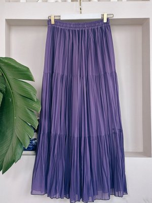 Şifon Astarlı Mürdüm Etek