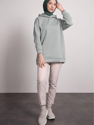 Kapüşonlu Sweat Su Yeşili Kapüşonlu Sweat Su Yeşili