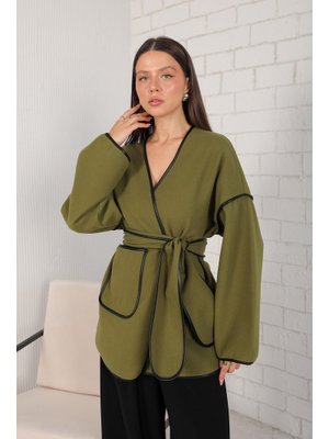 Yağ Yeşili İnce Kaşe Biyeli Kap