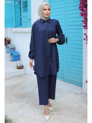 Büzgü Detaylı Lacivert Takım Büzgü Detaylı Lacivert Takım