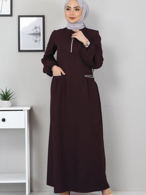 Mor Fermuar Detaylı Elbise Mor Fermuar Detaylı Elbise