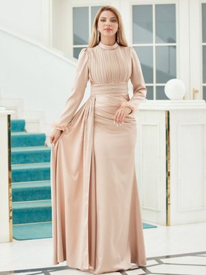 Krem Alina Abiye Elbise Krem Alina Abiye Elbise