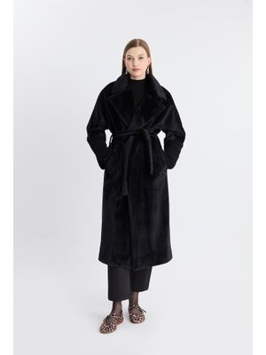 Siyah Galezia Kol Detaylı Yumuşak Kaban