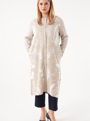 Simli Uzun Krem Hırka