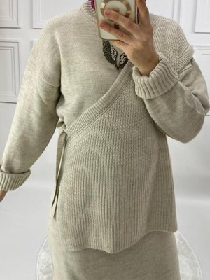 Krem Triko Süveterli Elbise Krem Triko Süveterli Elbise