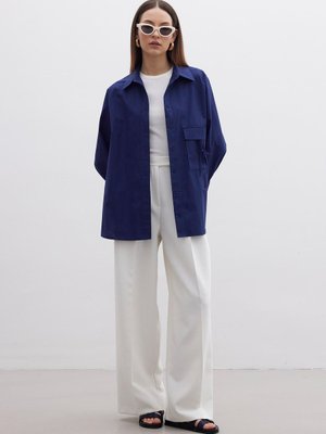 Cep Bağlama Detaylı Gömlek Lacivert