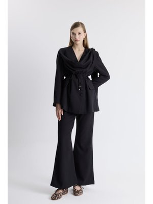 Siyah Coralie Degaje Yakalı Blazer Ceket Takım