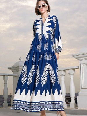 Otantik Desenli Elbise M. Lacivert Otantik Desenli Elbise M. Lacivert