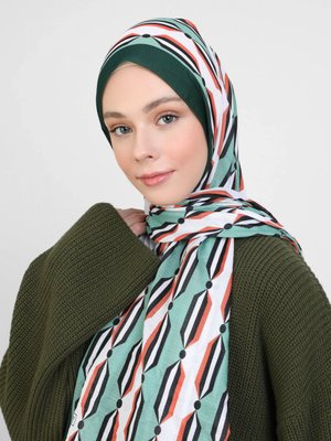 Yeşil Mint Nevada Pamuk Şal Çizgi Desen