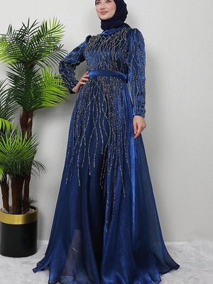 Sıla Taşlı Abiye Elbise Lacivert