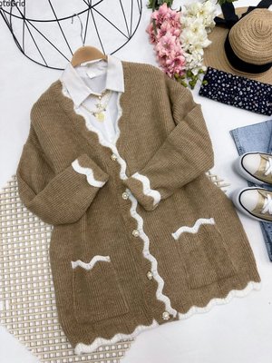 Nakış Desenli Triko Hırka