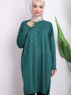 Zümrüt Yeşili Soğuk İplik Merserize Triko Tunik Zümrüt Yeşili Soğuk İplik Merserize Triko Tunik