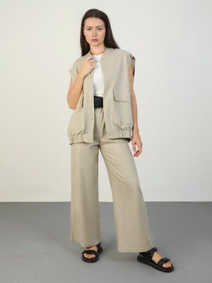 Keten Bomber Yelek Vizon Keten Bomber Yelek Vizon