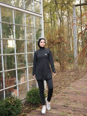 Dalgıç Kumaş Yarım Patlı Fermuarlı Jogger Eşofman Takımı