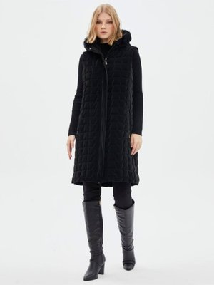 Kapitone Desenli Kapüşonlu Yelek Y